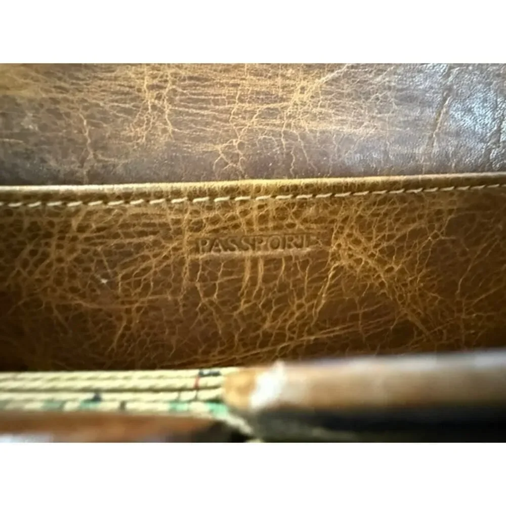 Durkee’s Express Leather Passport Holder Travel Organizer Carmel Brown Vintage